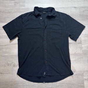 Hemp Minimal Thrills Pocket Black Button Down Bowling Shirt Men's Size Medium
